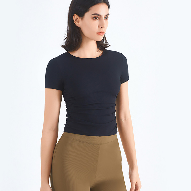 Női sport pólók Gyorsan száradó rövid ujjú, tömör edzőtermi fitnesz felsők Fényvédő, futó kocogó edzőpóló Női ruházat