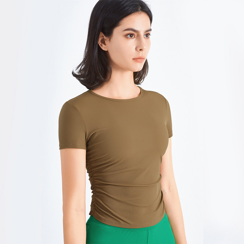Női sport pólók Gyorsan száradó rövid ujjú, tömör edzőtermi fitnesz felsők Fényvédő, futó kocogó edzőpóló Női ruházat
