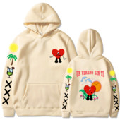 Bad Bunny UN VERANO SIN TI Grafika Dvipusis Spausdinti Hoodie Vyriški Moteriški Oversized Megztiniai Unisex Pullover Streetwear Paltai