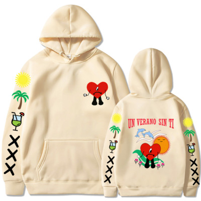 Bad Bunny UN VERANO SIN TI Grafika Dvipusis Spausdinti Hoodie Vyriški Moteriški Oversized Megztiniai Unisex Pullover Streetwear Paltai