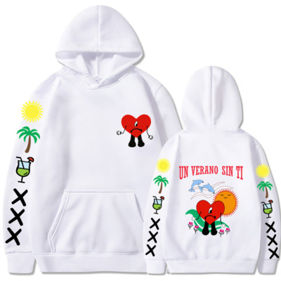Bad Bunny UN VERANO SIN TI Grafika Dvipusis Spausdinti Hoodie Vyriški Moteriški Oversized Megztiniai Unisex Pullover Streetwear Paltai