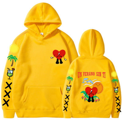 Bad Bunny UN VERANO SIN TI Grafika Dvipusis Spausdinti Hoodie Vyriški Moteriški Oversized Megztiniai Unisex Pullover Streetwear Paltai