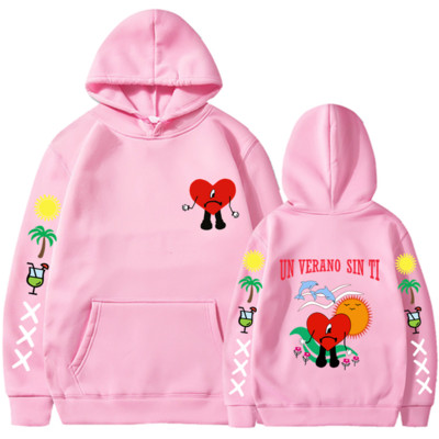 Bad Bunny UN VERANO SIN TI Grafika Dvipusis Spausdinti Hoodie Vyriški Moteriški Oversized Megztiniai Unisex Pullover Streetwear Paltai