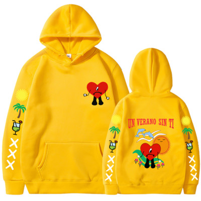 Bad Bunny UN VERANO SIN TI Grafika Dvipusis Spausdinti Hoodie Vyriški Moteriški Oversized Megztiniai Unisex Pullover Streetwear Paltai