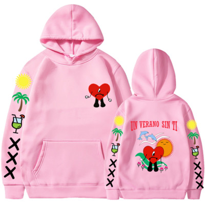 Bad Bunny UN VERANO SIN TI Grafika Dvipusis Spausdinti Hoodie Vyriški Moteriški Oversized Megztiniai Unisex Pullover Streetwear Paltai