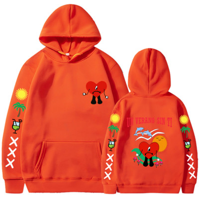 Bad Bunny UN VERANO SIN TI Grafika Dvipusis Spausdinti Hoodie Vyriški Moteriški Oversized Megztiniai Unisex Pullover Streetwear Paltai