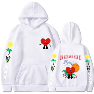 Bad Bunny UN VERANO SIN TI Grafika Dvipusis Spausdinti Hoodie Vyriški Moteriški Oversized Megztiniai Unisex Pullover Streetwear Paltai