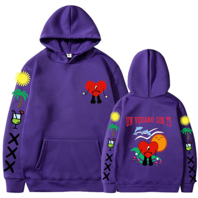 Bad Bunny UN VERANO SIN TI Grafika Dvipusis Spausdinti Hoodie Vyriški Moteriški Oversized Megztiniai Unisex Pullover Streetwear Paltai