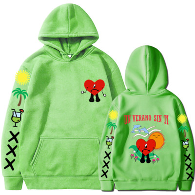 Bad Bunny UN VERANO SIN TI Grafika Dvipusis Spausdinti Hoodie Vyriški Moteriški Oversized Megztiniai Unisex Pullover Streetwear Paltai