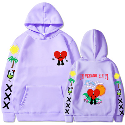 Bad Bunny UN VERANO SIN TI Grafika Dvipusis Spausdinti Hoodie Vyriški Moteriški Oversized Megztiniai Unisex Pullover Streetwear Paltai