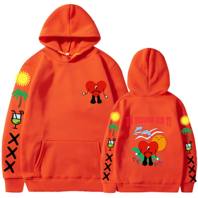 Bad Bunny UN VERANO SIN TI Grafika Dvipusis Spausdinti Hoodie Vyriški Moteriški Oversized Megztiniai Unisex Pullover Streetwear Paltai