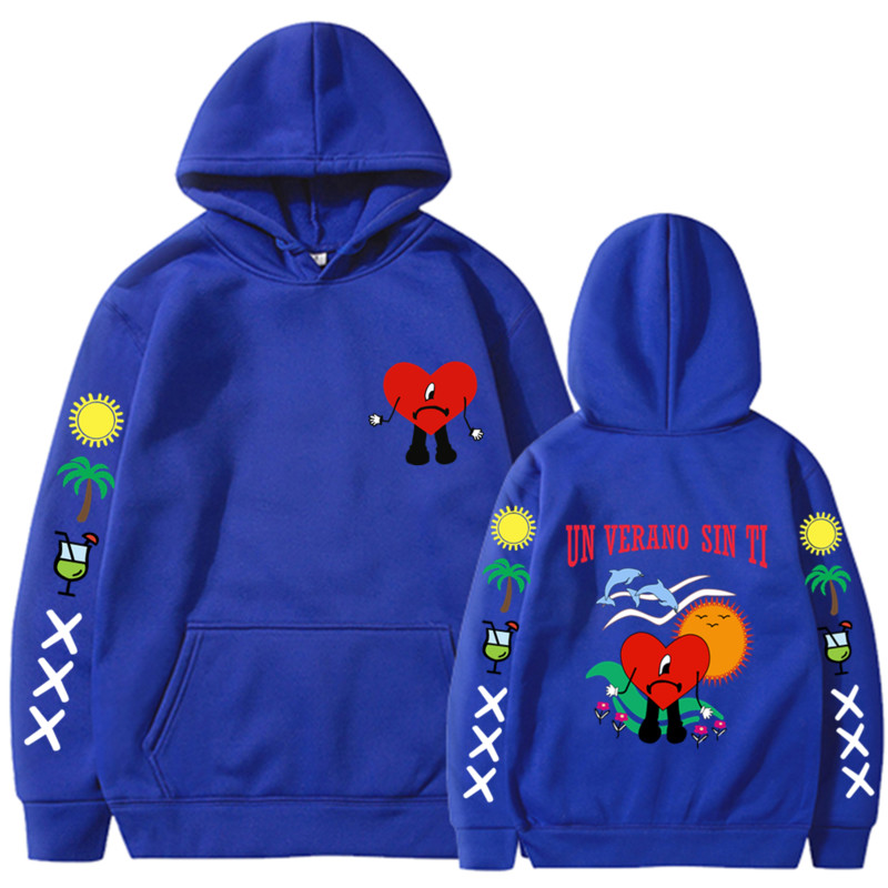 Bad Bunny UN VERANO SIN TI Grafika Dvipusis Spausdinti Hoodie Vyriški Moteriški Oversized Megztiniai Unisex Pullover Streetwear Paltai