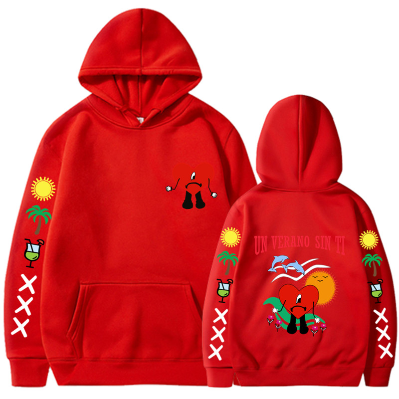 Bad Bunny UN VERANO SIN TI Grafika Dvipusis Spausdinti Hoodie Vyriški Moteriški Oversized Megztiniai Unisex Pullover Streetwear Paltai
