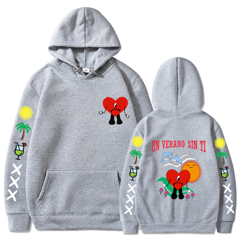 Bad Bunny UN VERANO SIN TI Grafika Dvipusis Spausdinti Hoodie Vyriški Moteriški Oversized Megztiniai Unisex Pullover Streetwear Paltai