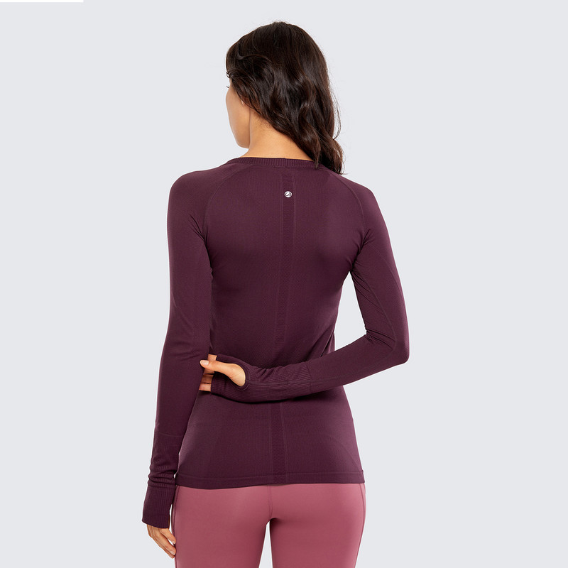 Naiste sportlik pikkade varrukatega spordisärk hingav, pehme õmblusteta ümarkaelusega jõusaalitreening, pöidlaaukudega spordisärk