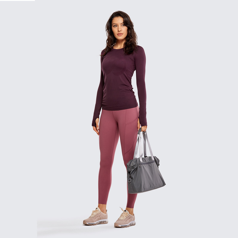 Naiste sportlik pikkade varrukatega spordisärk hingav, pehme õmblusteta ümarkaelusega jõusaalitreening, pöidlaaukudega spordisärk