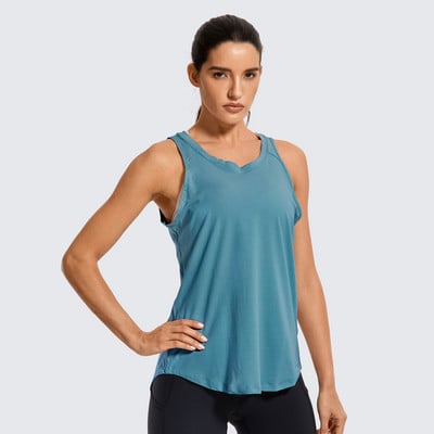 SYROKAN sieviešu treniņu krekli bez piedurknēm ar apaļu kaklu jogas veste ar atvērtu muguru Sporta topi