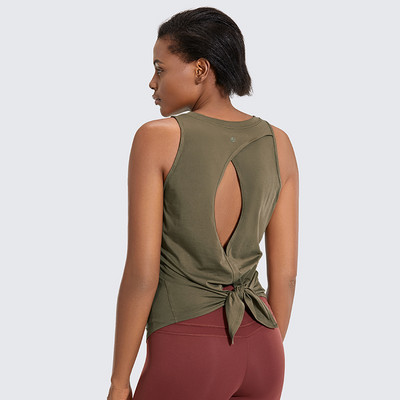 SYROKAN sieviešu treniņu krekli bez piedurknēm ar apaļu kaklu jogas veste ar atvērtu muguru Sporta topi