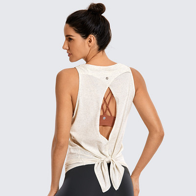 SYROKAN sieviešu treniņu krekli bez piedurknēm ar apaļu kaklu jogas veste ar atvērtu muguru Sporta topi