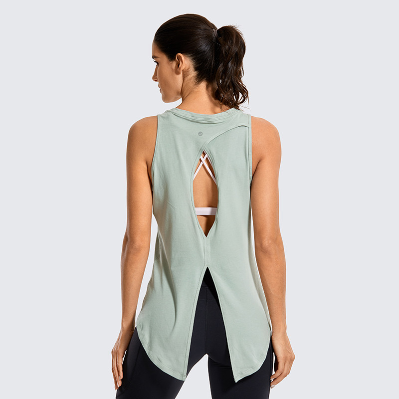 SYROKAN sieviešu treniņu krekli bez piedurknēm ar apaļu kaklu jogas veste ar atvērtu muguru Sporta topi