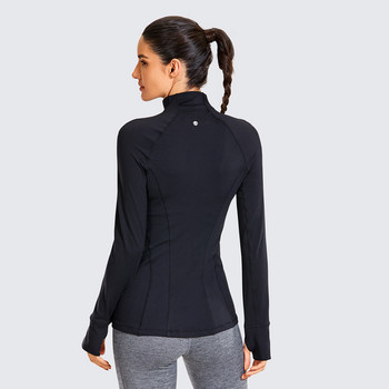 SYROKAN Γυναικεία μακρυμάνικα πουλόβερ με φερμουάρ για τρέξιμο πουκάμισα γιόγκα