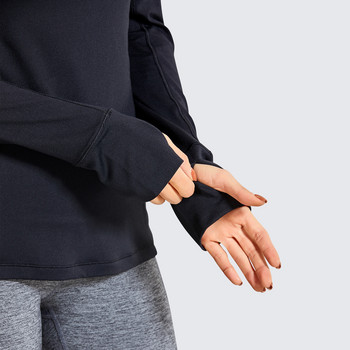 SYROKAN Γυναικεία μακρυμάνικα πουλόβερ με φερμουάρ για τρέξιμο πουκάμισα γιόγκα