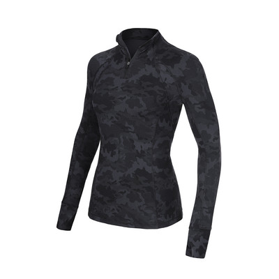 SYROKAN sieviešu garās piedurknes ar ceturtdaļas rāvējslēdzēja džemperi, skriešanas sporta treniņu jogas krekli