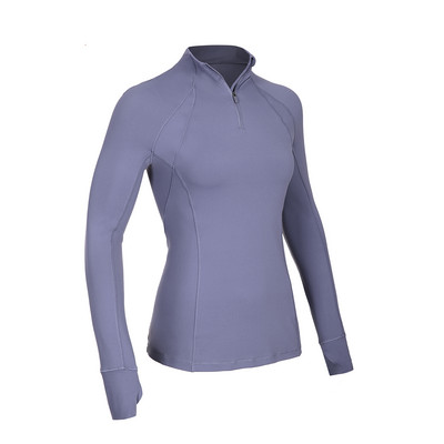 SYROKAN sieviešu garās piedurknes ar ceturtdaļas rāvējslēdzēja džemperi, skriešanas sporta treniņu jogas krekli