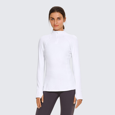 SYROKAN sieviešu garās piedurknes ar ceturtdaļas rāvējslēdzēja džemperi, skriešanas sporta treniņu jogas krekli