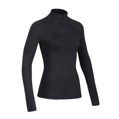 SYROKAN sieviešu garās piedurknes ar ceturtdaļas rāvējslēdzēja džemperi, skriešanas sporta treniņu jogas krekli