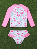 Meiteņu vasaras peldkostīmi ar apdruku bērniem, topi ar garām piedurknēm, bikini, peldkostīmi, pludmales apģērbi, 4–7 gadi1056