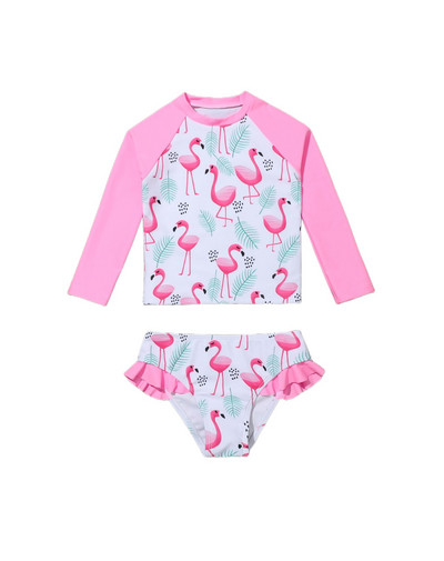 Meiteņu vasaras peldkostīmi ar apdruku bērniem, topi ar garām piedurknēm, bikini, peldkostīmi, pludmales apģērbi, 4–7 gadi1056