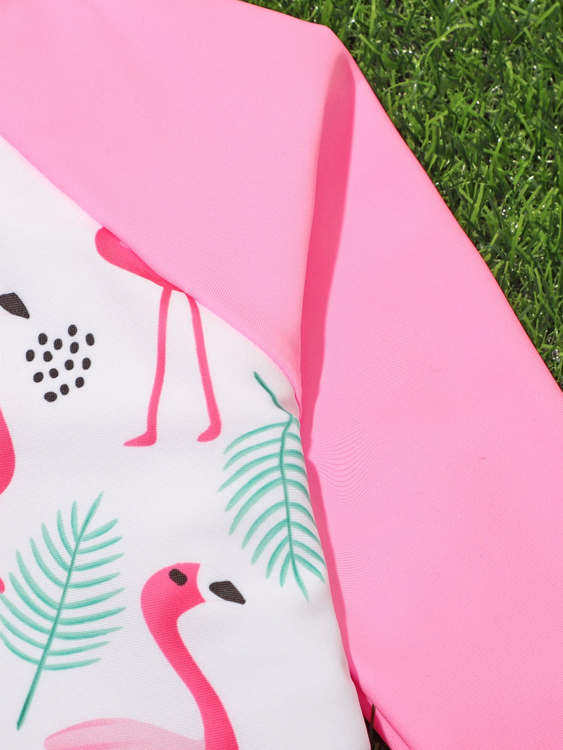 Meiteņu vasaras peldkostīmi ar apdruku bērniem, topi ar garām piedurknēm, bikini, peldkostīmi, pludmales apģērbi, 4–7 gadi1056