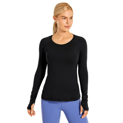 SYROKAN Ženske majice dugih rukava za vježbanje Yoga Sportske majice Brzo sušeće majice za trčanje Topovi s rupom za palac Ležerna sportska majica s majicama