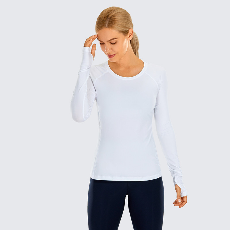 SYROKAN Ženske majice dugih rukava za vježbanje Yoga Sportske majice Brzo sušeće majice za trčanje Topovi s rupom za palac Ležerna sportska majica s majicama