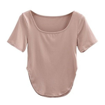 Seksīgi jogas topi Retro sporta T-krekls ar īsām piedurknēm Sieviešu elpojošs, plāns kvadrātveida kakla izgriezums, pieguļošs, elastīgs fitnesa krekls