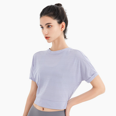 Jauna sieviete Sexy Back Sports Top Jogas Krekli ar garām piedurknēm Elpojošs Sporta treniņš Skriešanas Tops Fitnesa Apģērbi Sporta T-krekli