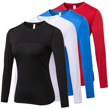 Γυναικείο αθλητικό μπλουζάκι σέξι μπλουζάκι γυμναστικής Rashguard yogade camiseta larga mujer μπλουζάκια για τρέξιμο ποδηλατική φανέλα rash guard Long