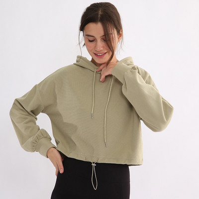 Sean Tsing® sporta kapuces Sieviešu sporta krekli ar garām piedurknēm vienkrāsaini Wasphorge brīvi džemperi, aktīvi treniņu fitnesa topi