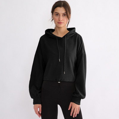 Sean Tsing® sporta kapuces Sieviešu sporta krekli ar garām piedurknēm vienkrāsaini Wasphorge brīvi džemperi, aktīvi treniņu fitnesa topi