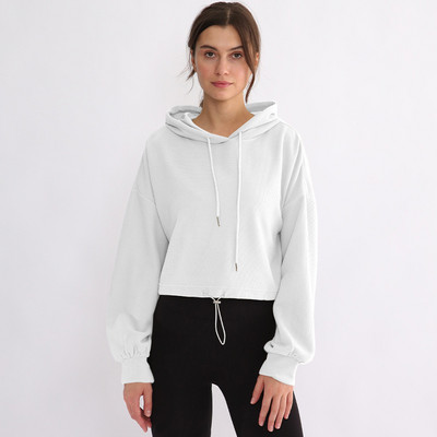 Sean Tsing® sporta kapuces Sieviešu sporta krekli ar garām piedurknēm vienkrāsaini Wasphorge brīvi džemperi, aktīvi treniņu fitnesa topi