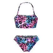 Bērnu meiteņu vasaras uzvalks ar apdruku, kaklasiksna, bez piedurknēm, bikini komplekts ar volānu apakšmalu pludmales peldkostīmi peldkostīmi bērnu peldkostīmi