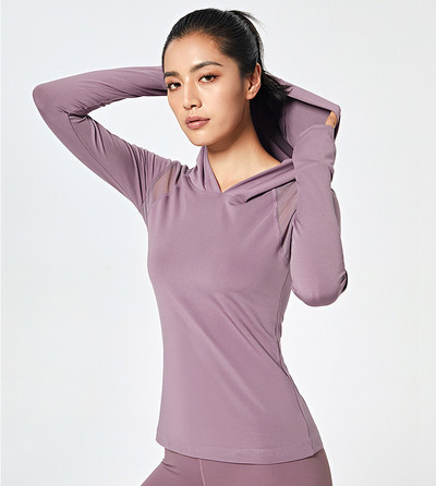 CUGOAO sporta zāles kapuce Sporta apģērbs treniņu mētelis Solid Leisure sieviešu sporta tops Fitness garām piedurknēm jogas skriešanas ātri nožūst treniņu topi