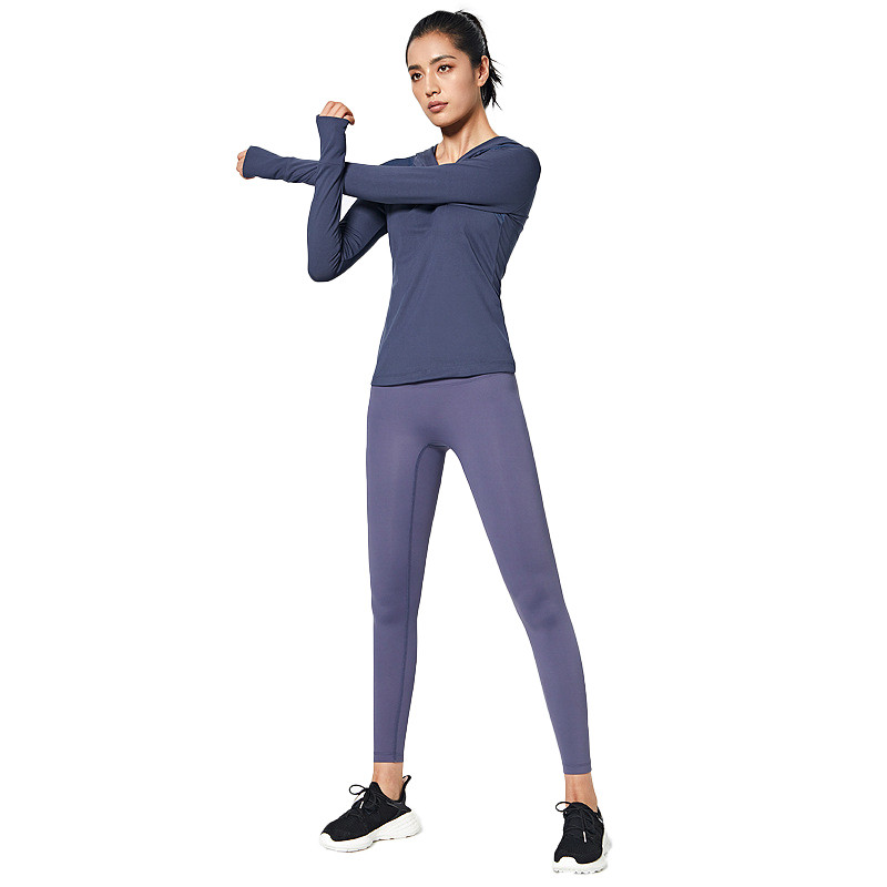 CUGOAO sporta zāles kapuce Sporta apģērbs treniņu mētelis Solid Leisure sieviešu sporta tops Fitness garām piedurknēm jogas skriešanas ātri nožūst treniņu topi