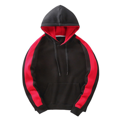 Vīriešu ikdienas sporta džemperis ar garām piedurknēm Modes kontrastējošas krāsas džemperis ar kapuci ar apaļu kaklu