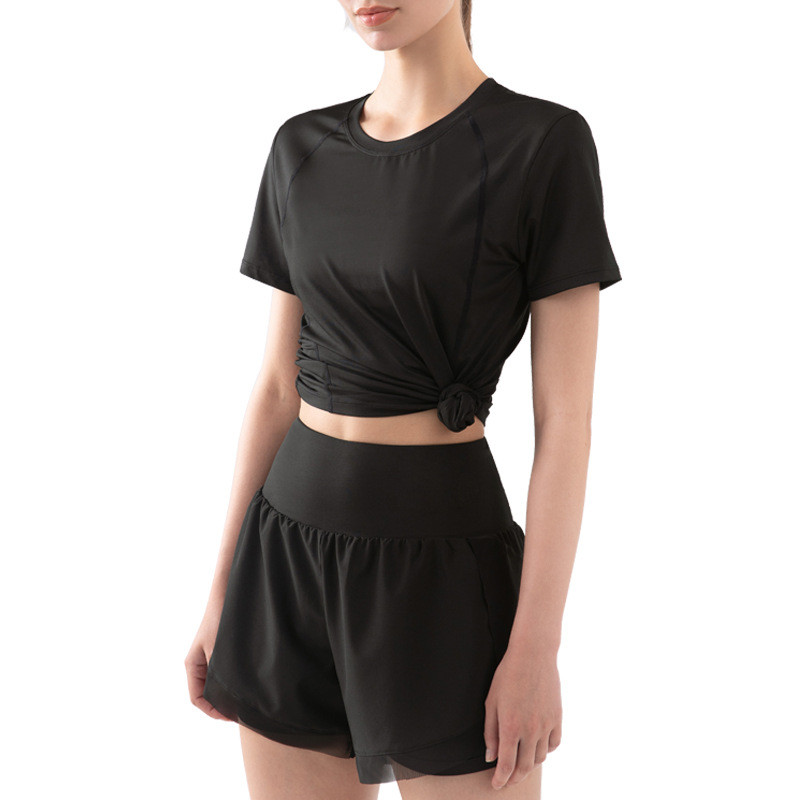 CUGOAO alkalmi sportruházat nőknek Fitness Sport póló Gym Workout Yoga Top női laza, tömör futóingek