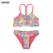 SHEKINI Girls Tie Dye Μαγιό Πλεκτά Teenage Girls Bikini Ruffle Lace Hollow Μαγιό δύο τεμαχίων Αξιολάτρευτο μαγιό παραλίας