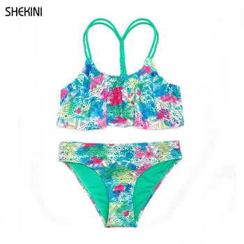 SHEKINI Girls Tie Dye Μαγιό Πλεκτά Teenage Girls Bikini Ruffle Lace Hollow Μαγιό δύο τεμαχίων Αξιολάτρευτο μαγιό παραλίας