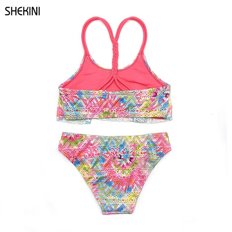 SHEKINI Girls Tie Dye Μαγιό Πλεκτά Teenage Girls Bikini Ruffle Lace Hollow Μαγιό δύο τεμαχίων Αξιολάτρευτο μαγιό παραλίας