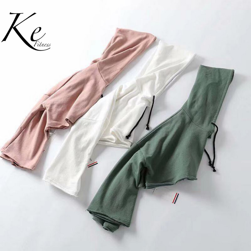 KE balti rozā brīvas trompetes piedurknes ar kapuci naba īss sporta džemperis sieviešu dejas fitness gadījuma džemperis plūdmaiņas